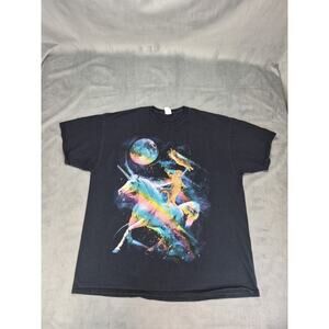 Rad Unicorn Cat Shirt Space Galaxy Rainbow Animal Kitty Tee Unisex 2XL